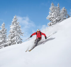 Skieur qui descend en hors piste